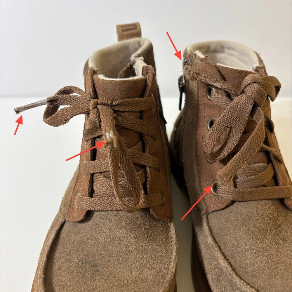 UGG Kids Chelham Moc‎ Toe Clima Moda Suede Lug Sole Boots Size 2 Brown Unisex